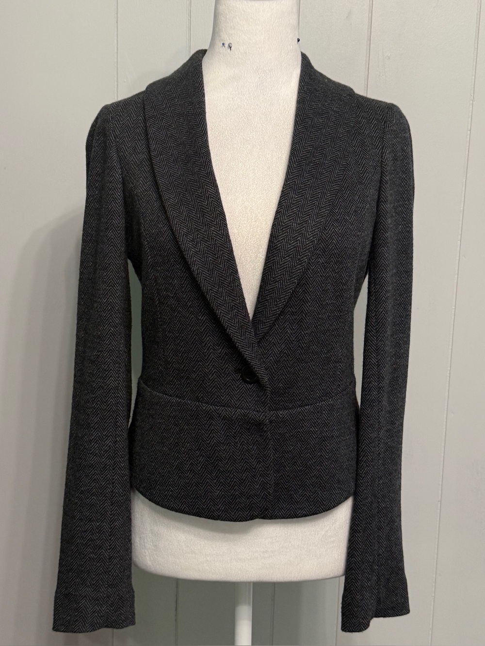 Banana Republic Charcoal Gray Herringbone Blazer